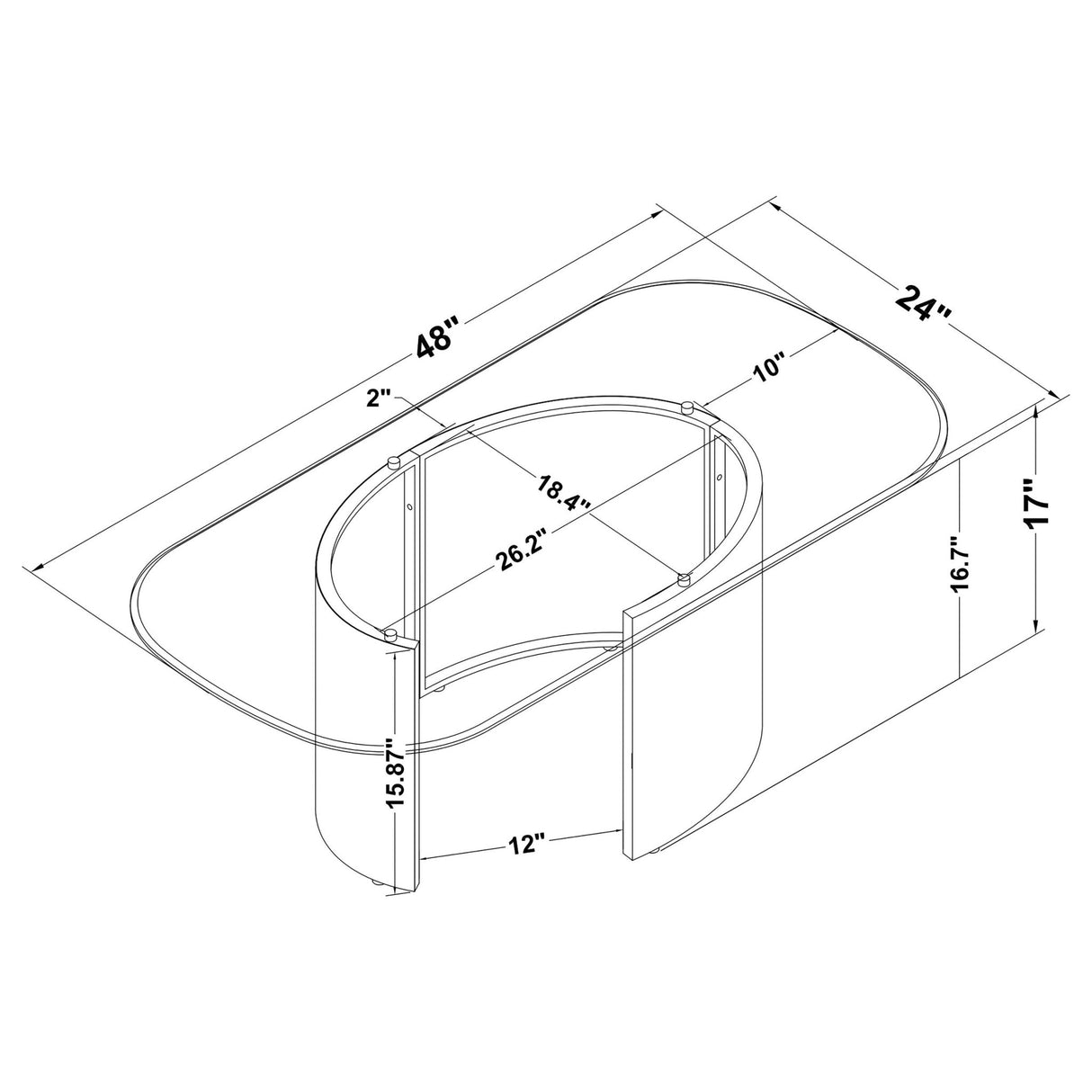 Coffee Table  - Morena Rectangular Coffee Table with Tawny Tempered Glass Top Brushed Bronze