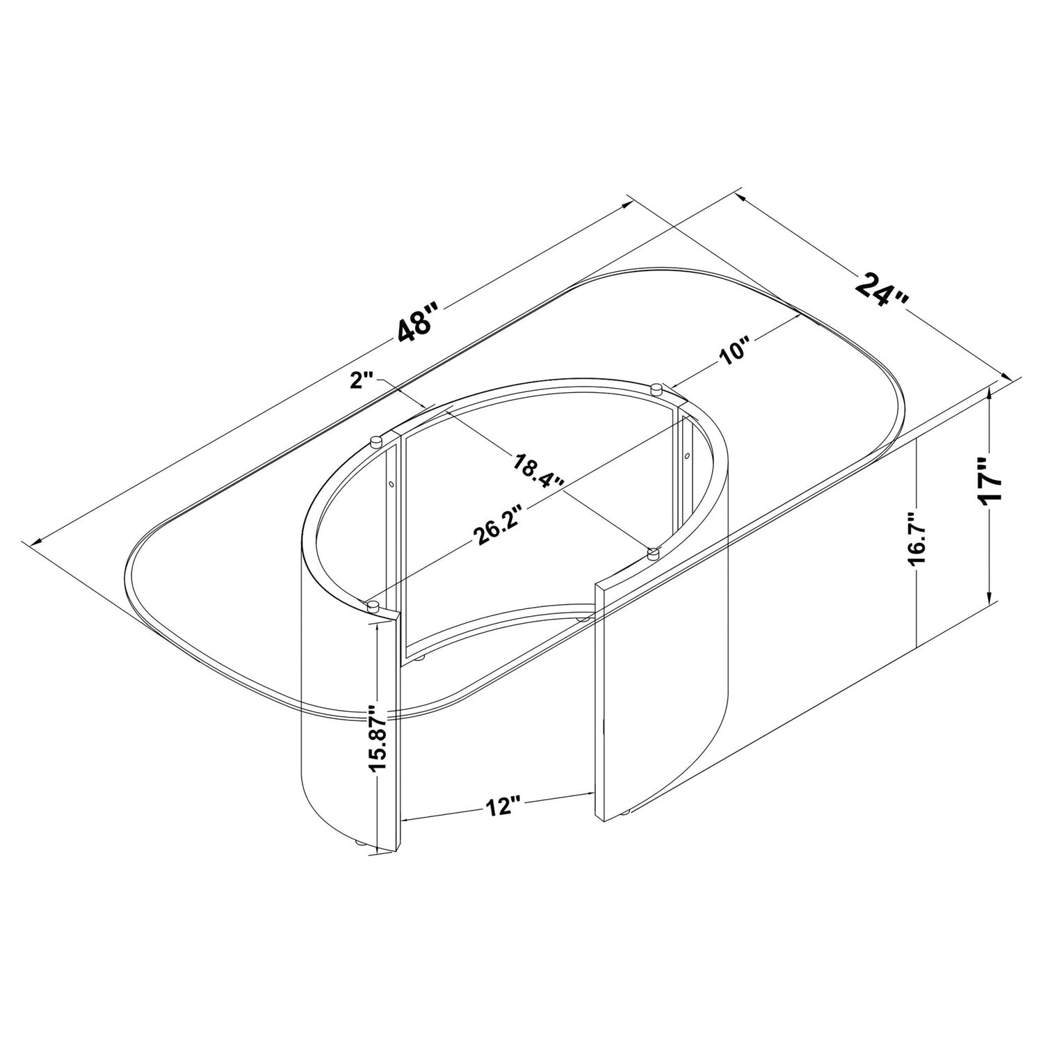Coffee Table  - Morena Rectangular Coffee Table with Tawny Tempered Glass Top Brushed Bronze