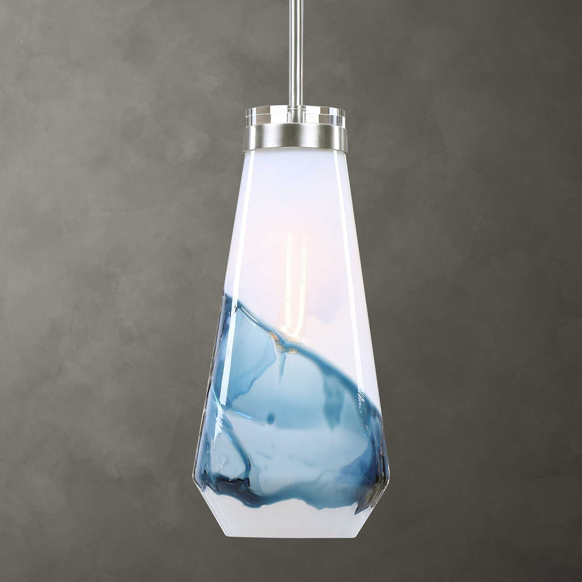 Windswept 1 Light Mini Pendant Blue & White - Blue / Silver by Uttermost - View 1