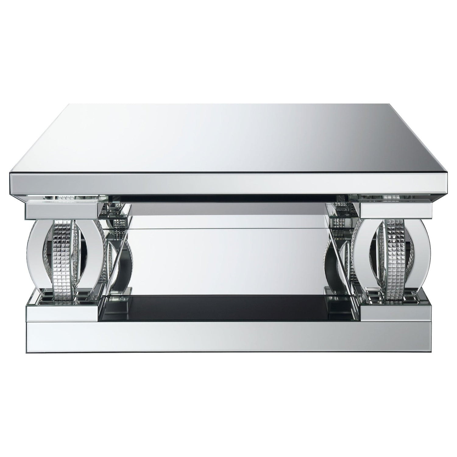 Amalia Square Coffee Table with Lower Shelf Mirror | Coaster | Home Elegance USA