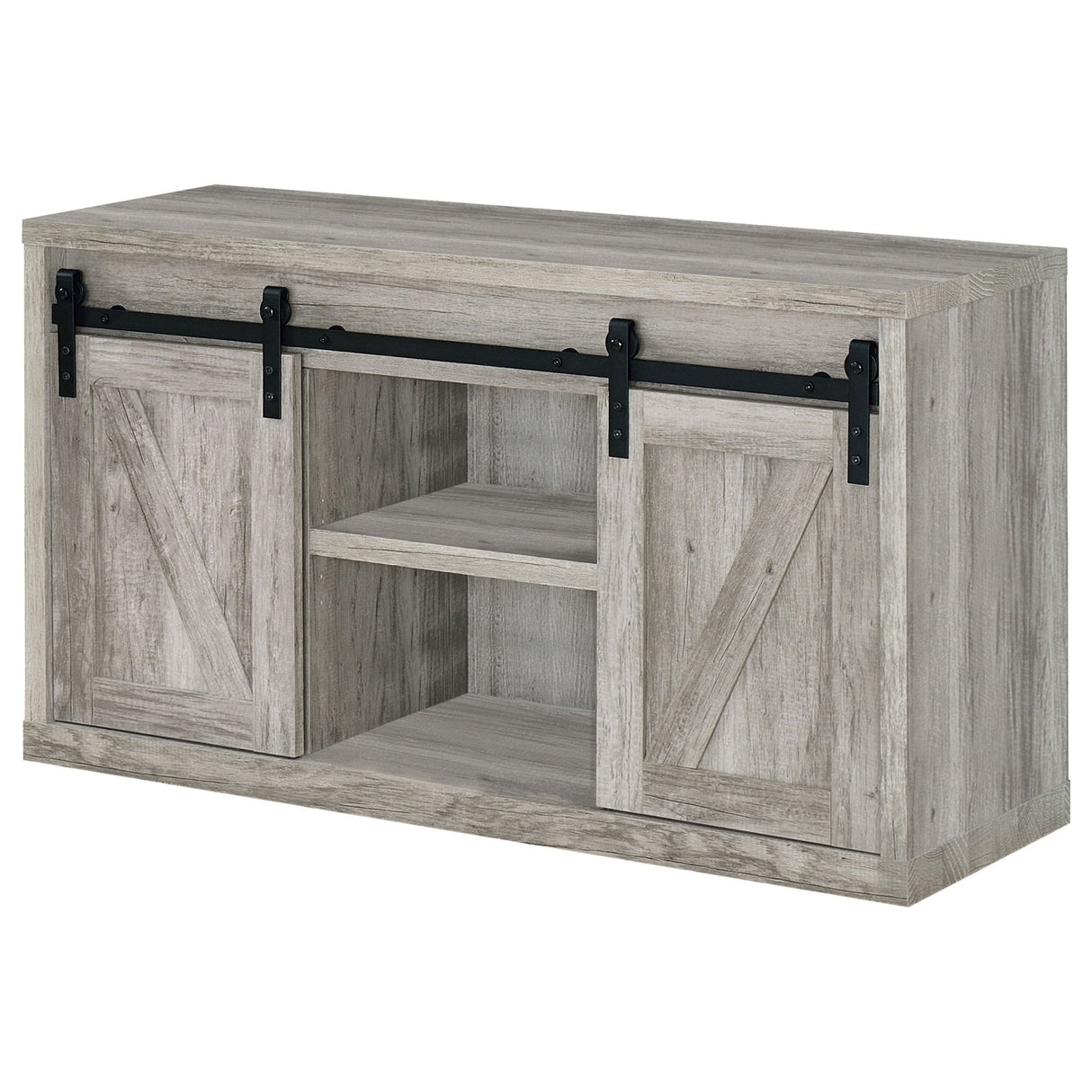 Brockton 48 - inch 3 - shelf Sliding Doors TV Console Grey Driftwood | Coaster | Home Elegance USA
