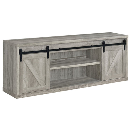 71" Tv Stand - Brockton 71 - inch 3 - shelf Sliding Doors TV Console Grey Driftwood | Coaster | Home Elegance USA