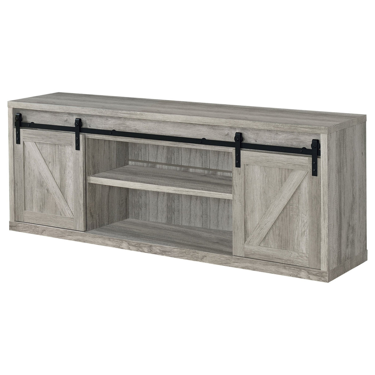71" Tv Stand - Brockton 71 - inch 3 - shelf Sliding Doors TV Console Grey Driftwood | Coaster | Home Elegance USA