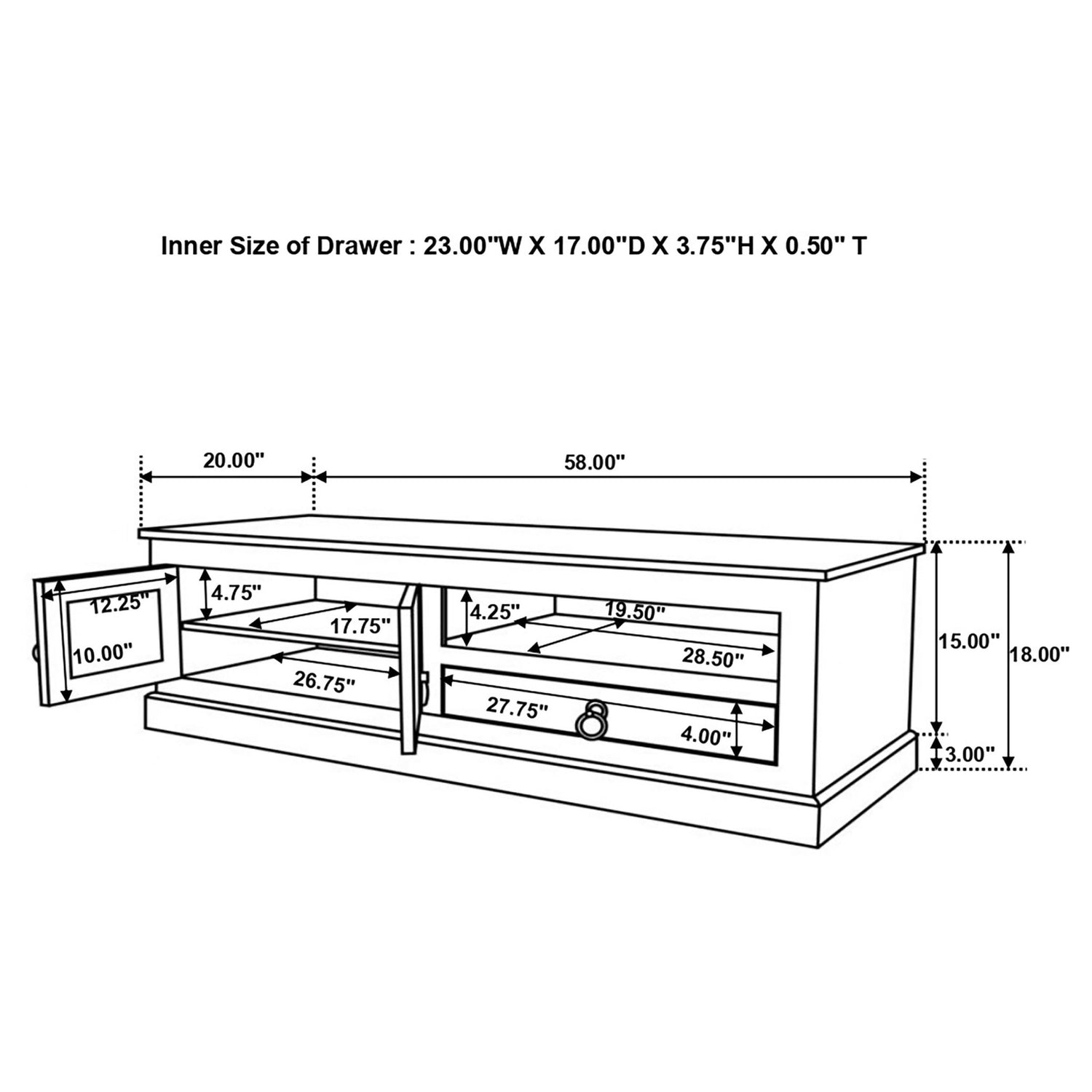 58" Tv Stand - Zabel 2 - door TV Console Natural | Coaster | Home Elegance USA