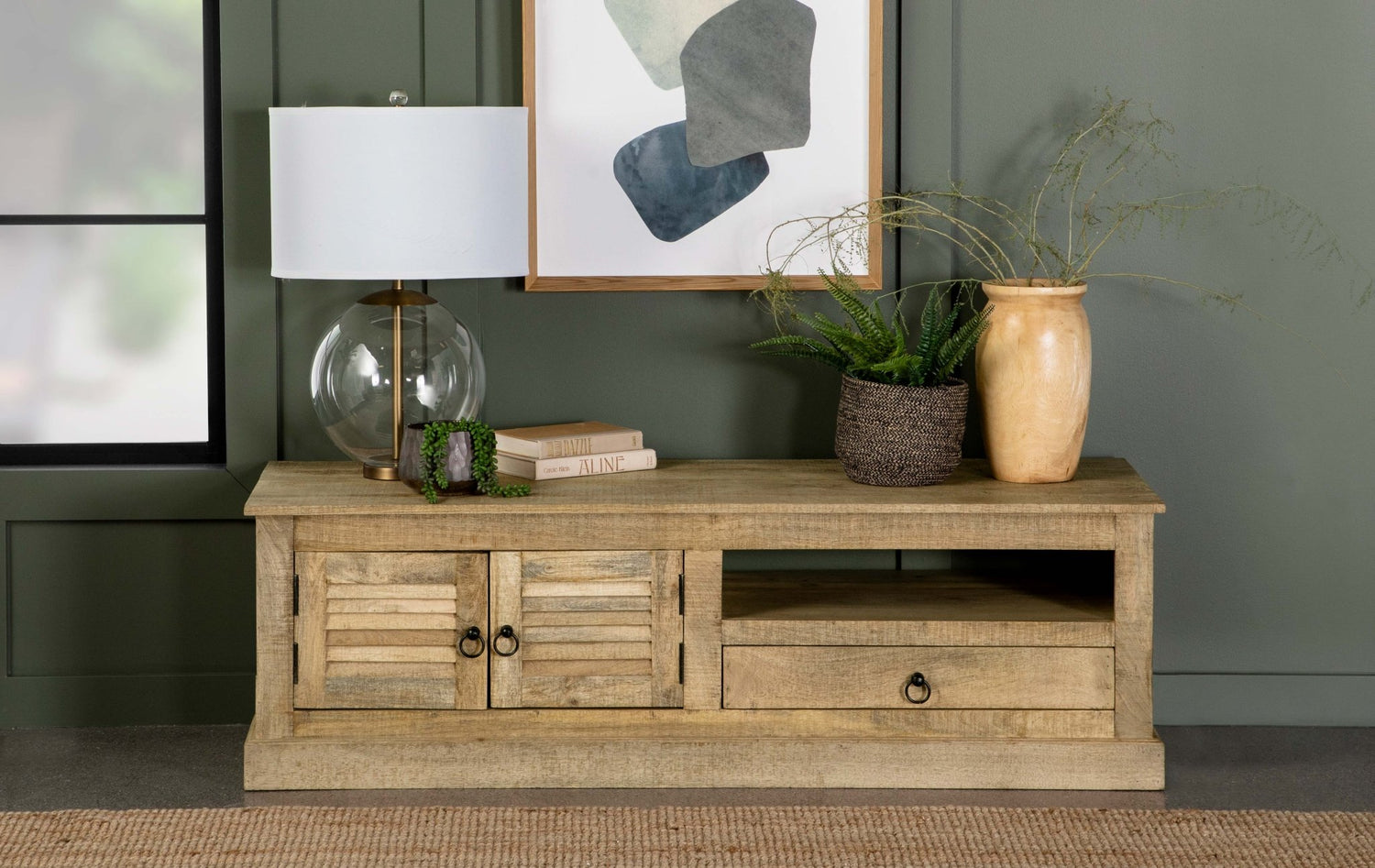 58" Tv Stand - Zabel 2 - door TV Console Natural | Coaster | Home Elegance USA