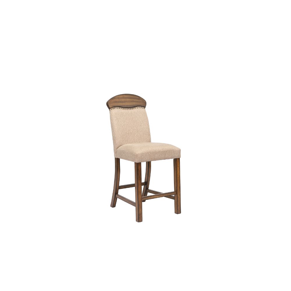 Acme - Maurice Counter Height Chair (Set-2) 72462 Linen & Oak Finish