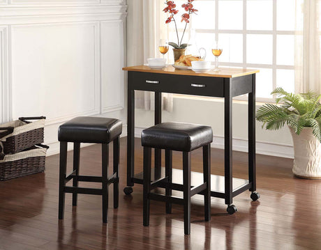Acme - Maroth 3PC Pack Counter Height Table Set 72550 Black PU & Black Finish