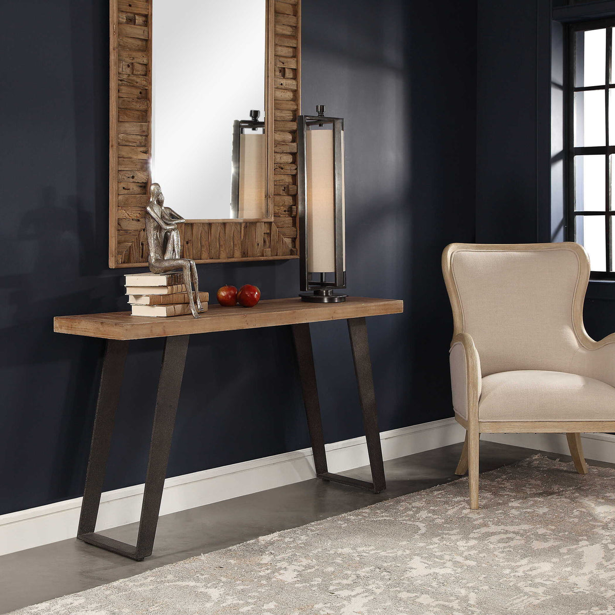 Freddy Weathered Console Table Light Brown & Black - Light Brown / Black by Uttermost - View 5