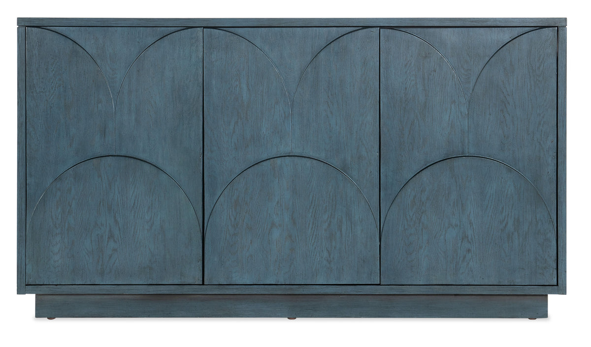 Melange Round Valley Three Door Entertainment Credenza - Blue by Hooker Furniture - View 4