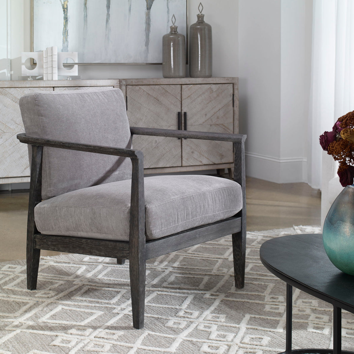 Brunei Modern Accent Chair - Light Gray by Uttermost - View 2