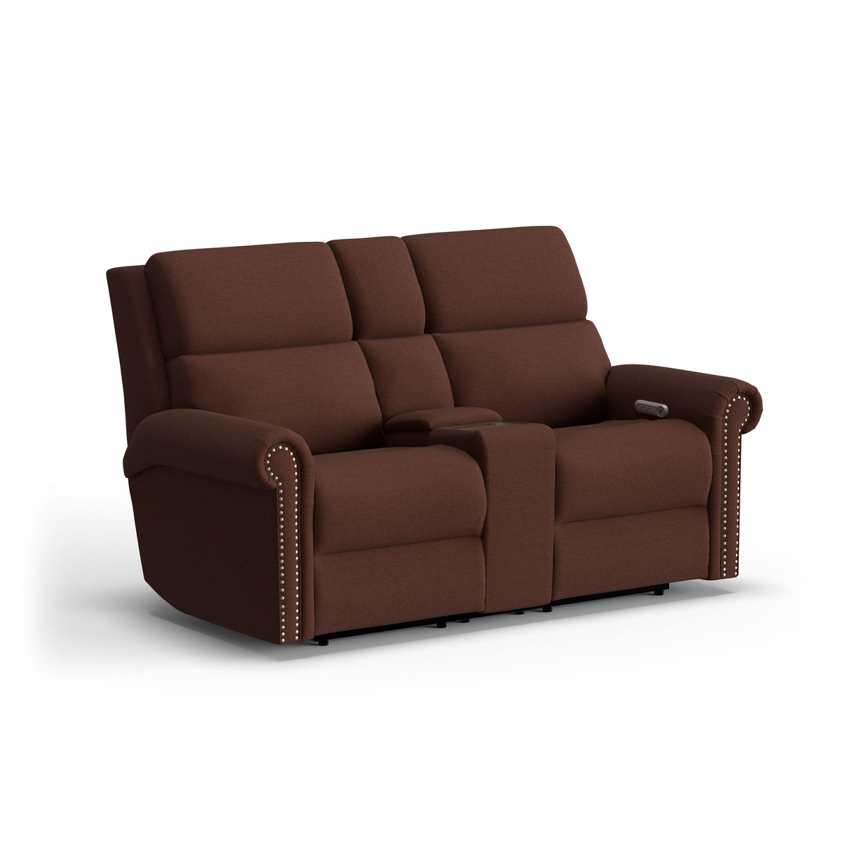Bernard Power Reclining Loveseat With Console, Power Headrest, & Lumbar | Flexsteel