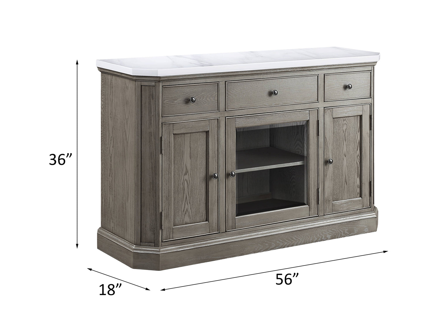Acme - Zumala Server 73263 Marble Top & Weathered Oak Finish