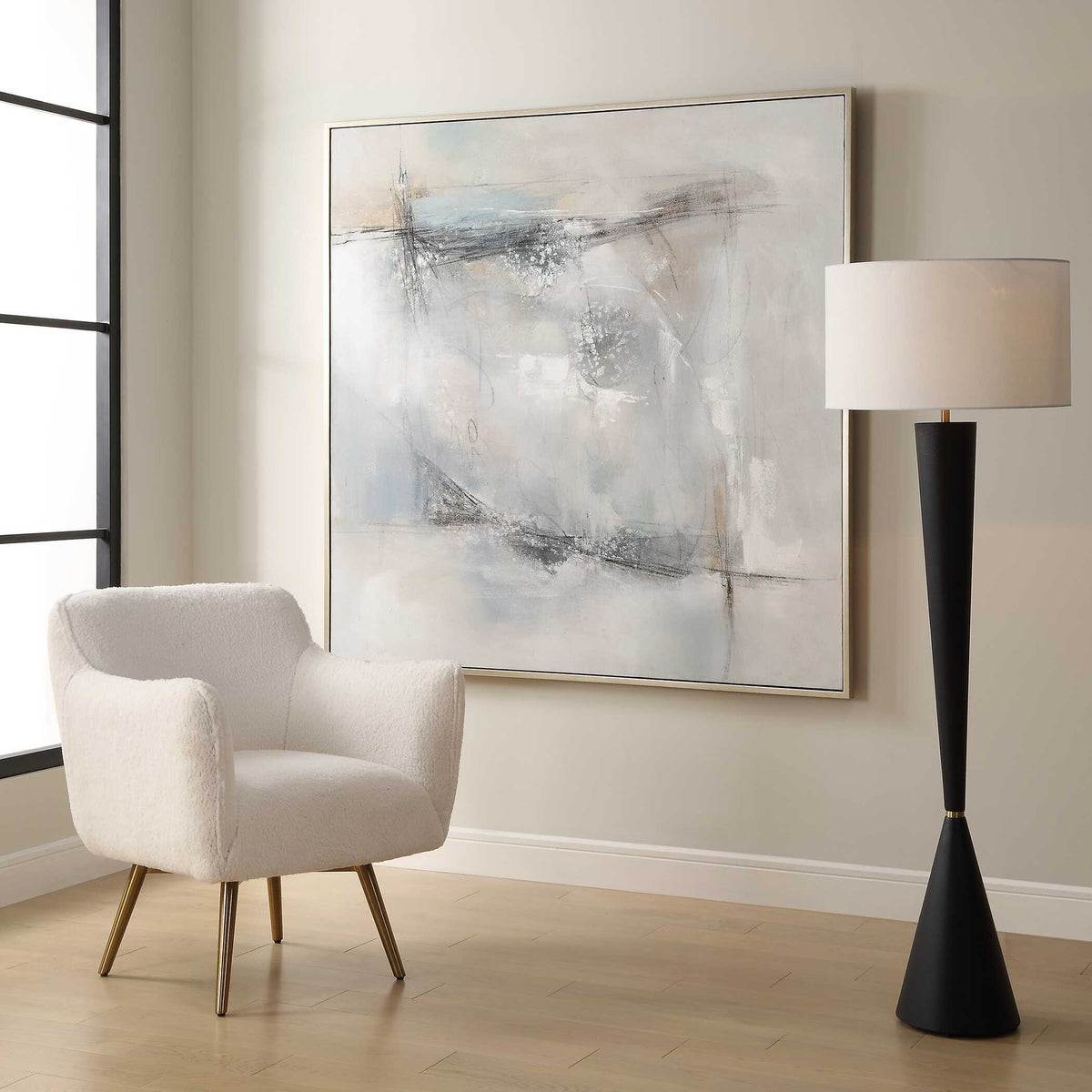 Contort Hand Painted Abstract Art - Gray by Uttermost - View 3