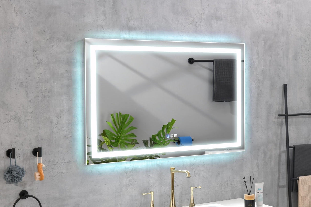 60 in. W x 36 in. H Frameless LED Single Bathroom Vanity Mirror in Polished Crystal Bathroom Vanity LED Mirror with 3 Color Lights Mirror for Bathroom Wall 60 Inch Smart Lighted Vanity Mirrors Dimm | Home Elegance USA