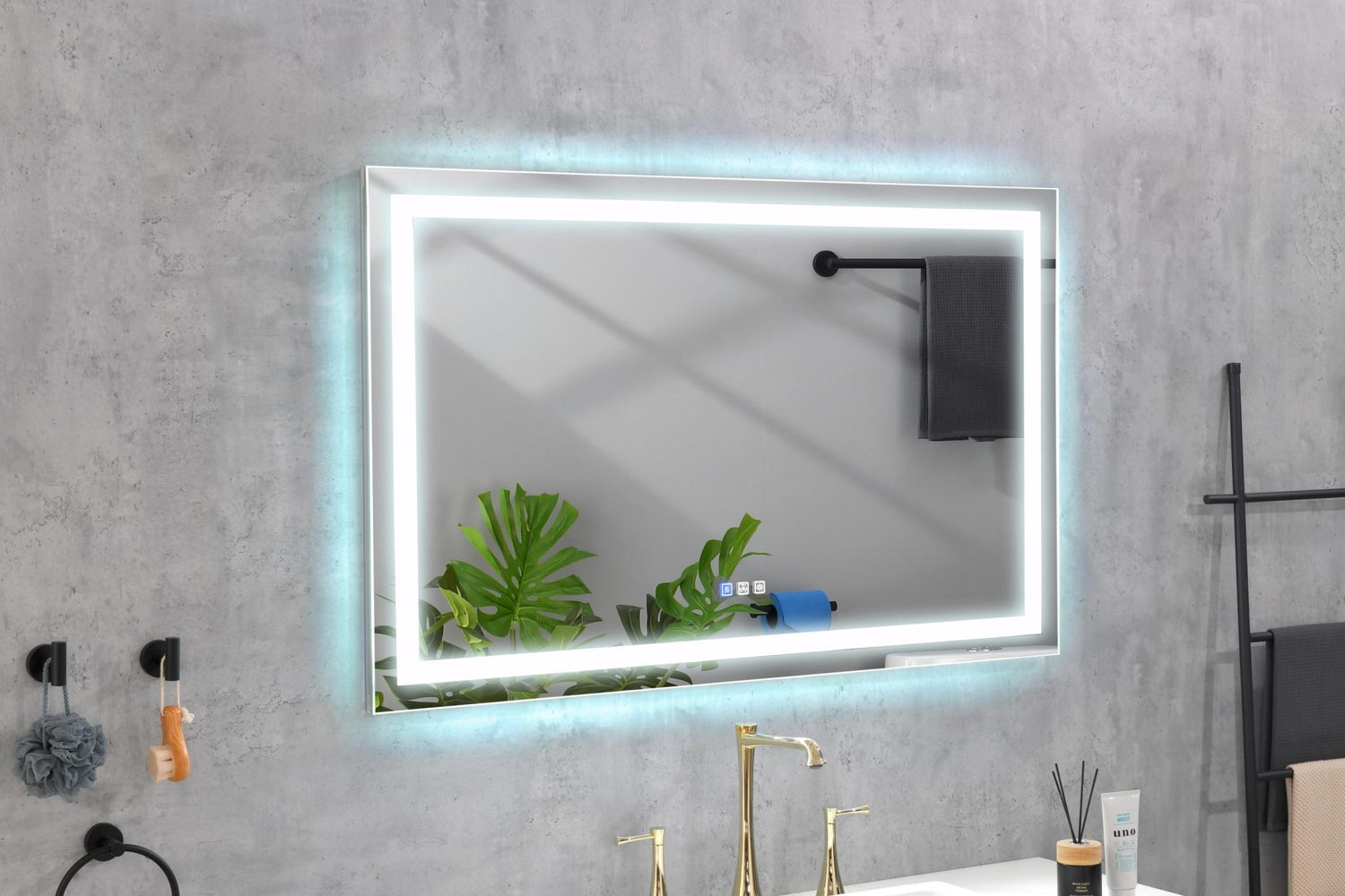 60 in. W x 36 in. H Frameless LED Single Bathroom Vanity Mirror in Polished Crystal Bathroom Vanity LED Mirror with 3 Color Lights Mirror for Bathroom Wall 60 Inch Smart Lighted Vanity Mirrors Dimm | Home Elegance USA