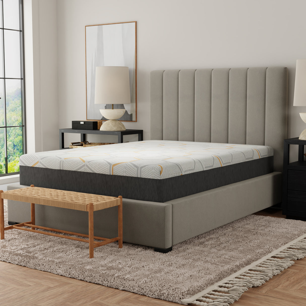 12' Copper Gel Cooling Memory Foam Mattress with Edge Support and Air Grid Base Full
