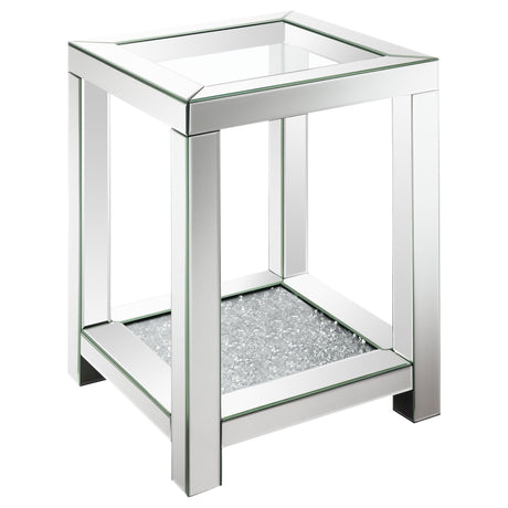 End Table - Valentina Square End Table with Glass Top Mirror
