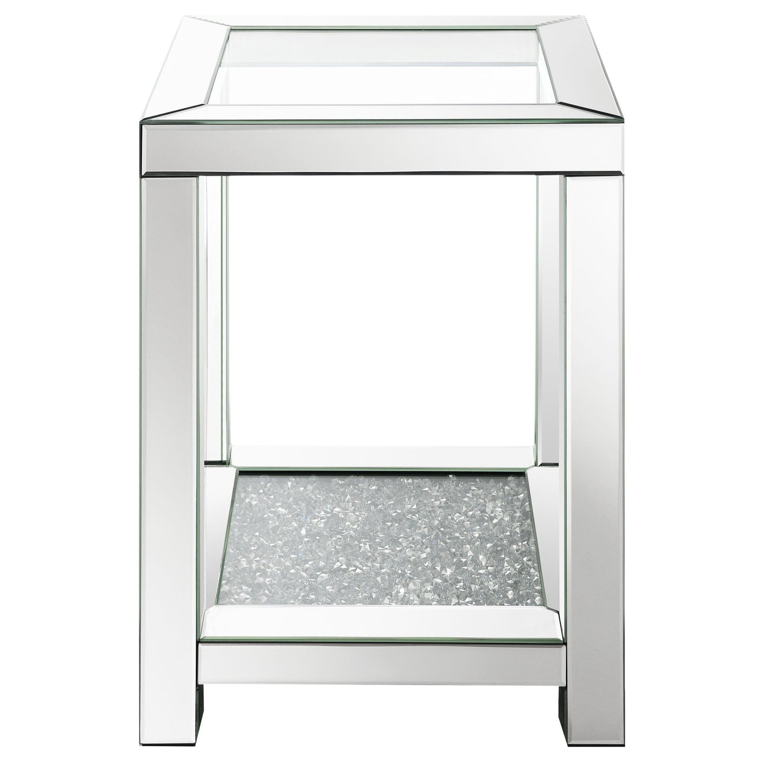 End Table - Valentina Square End Table with Glass Top Mirror