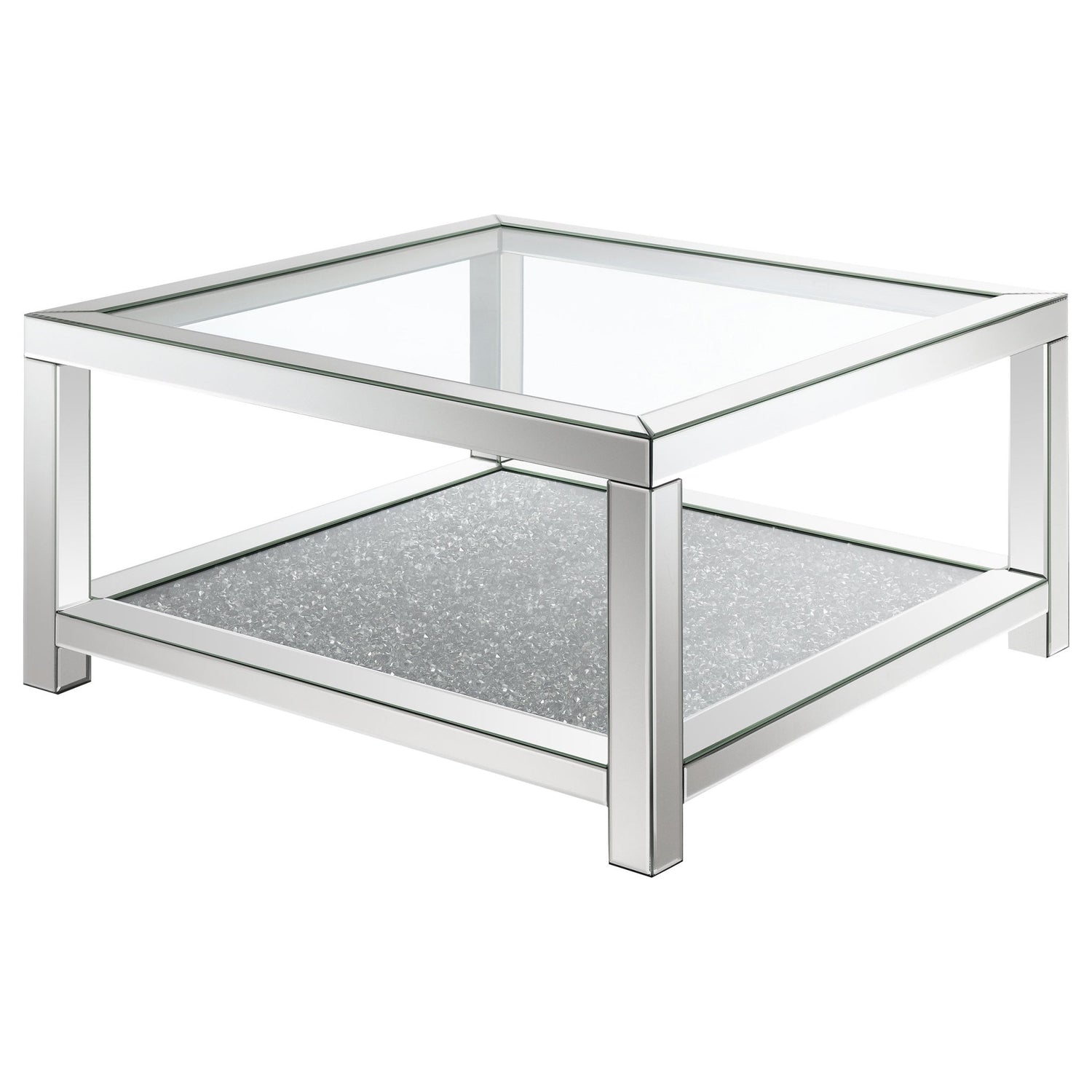 Coffee Table - Valentina Rectangular Coffee Table with Glass Top Mirror