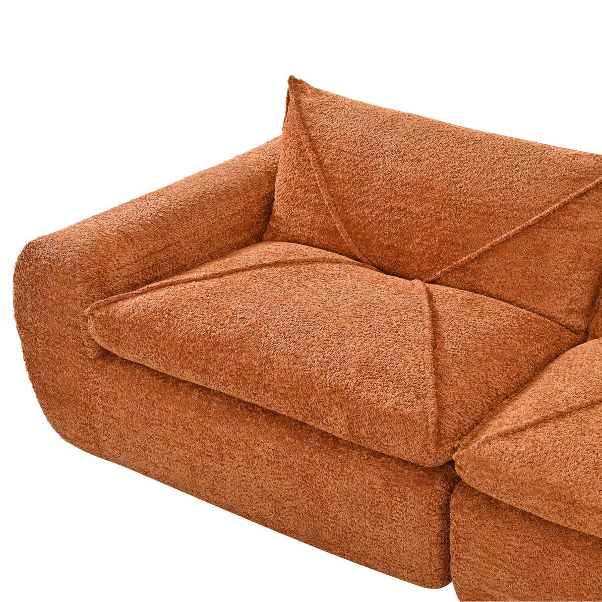 116'' Fully Compressed Sofa with High Density Foam, Integrated Backrest&Seat Cushion, Decorative Edging, Legless Design without Frame, No Assembly Required, Free Combination, Particle Chenille - sold by Home Elegance USA