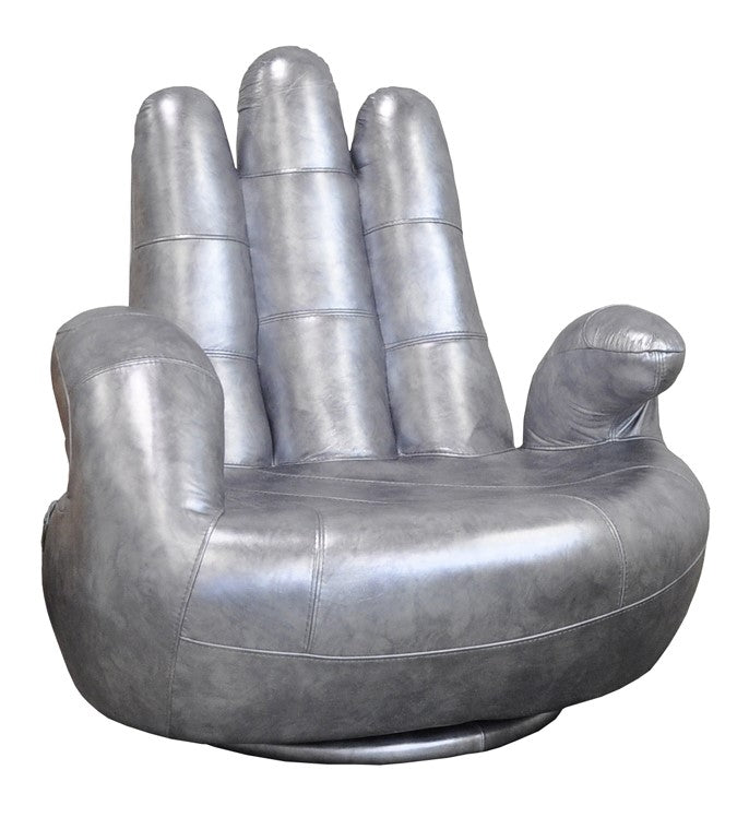 Sosia Italian Modern Silver Leather Hand Accent Chair - View Image 1