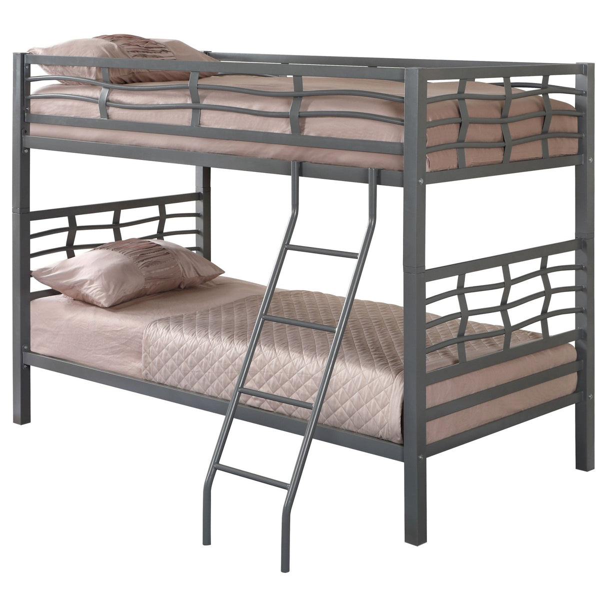 Twin / Twin Bunk Bed - Fairfax Twin Over Twin Bunk Bed with Ladder Light Gunmetal