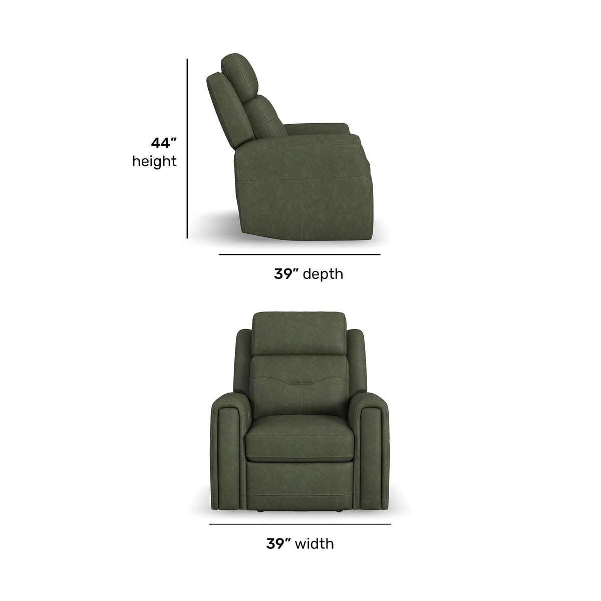 Felix Power Recliner With Power Headrest, Lumbar, Heat & Massage - Forest Green | Flexsteel