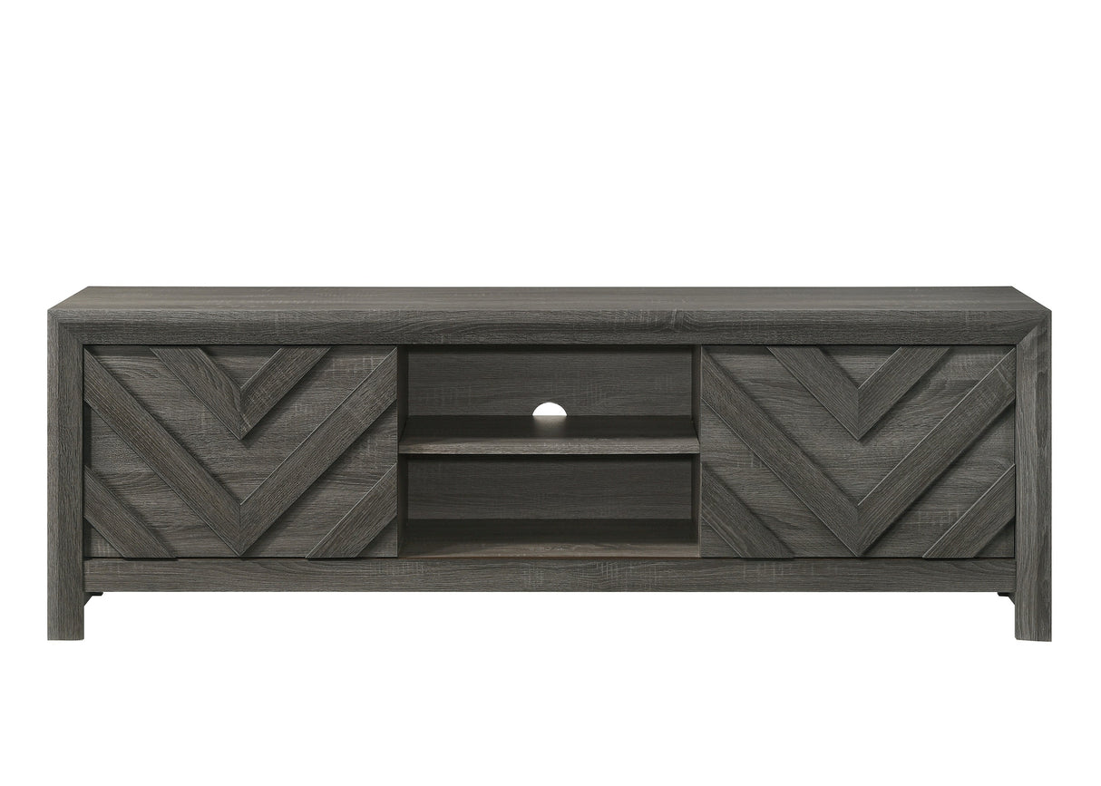 1pc Rustic Geometric Design Contemporary Traditional Interiors Entertainment Console TV Stand Living Room Furniture Grey - sold by Home Elegance USA