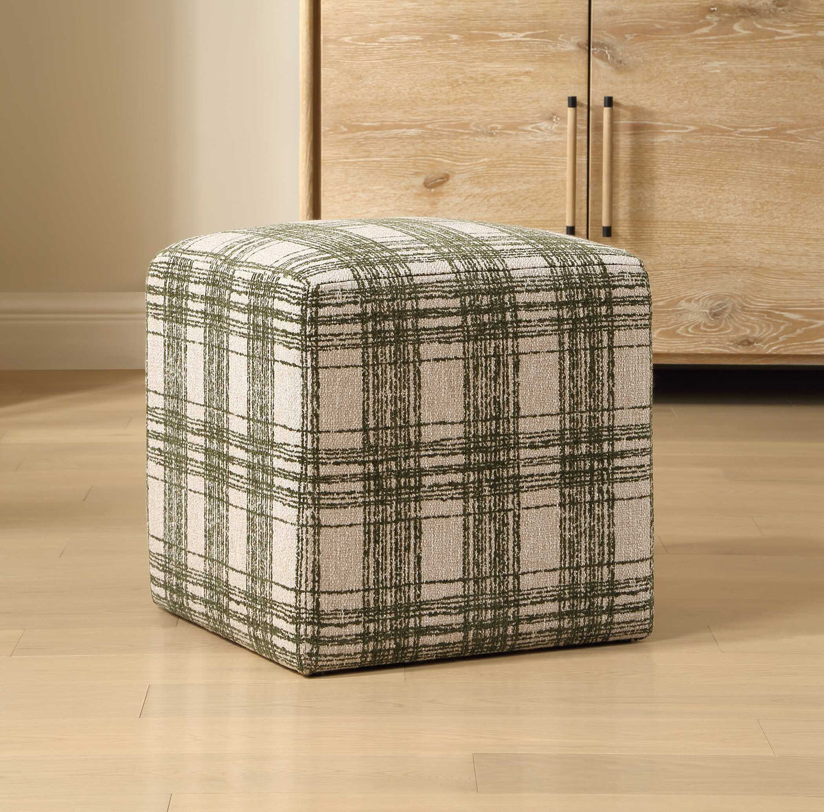 Joie Ireland Plaid Ottoman - Green by Uttermost - View 2