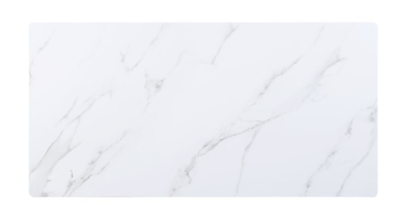 Caspian Dining Table 74010 White Printed Faux Marble Top & Black Finish | Acme | Home Elegance USA