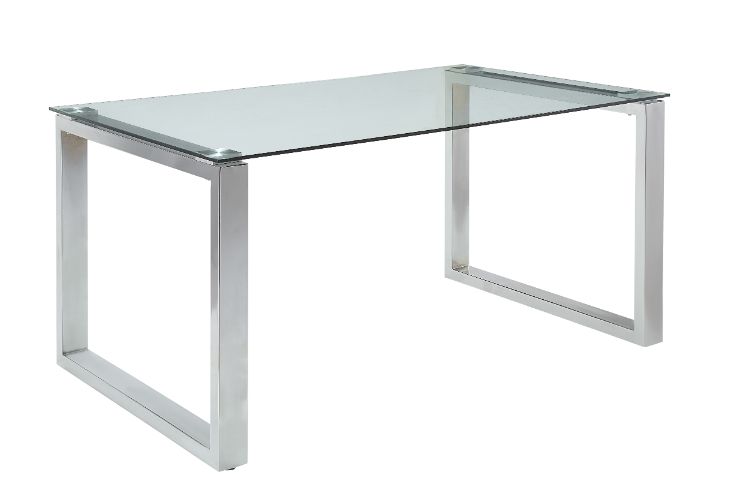 Abraham Dining Table 74015 Clear Glass Top & Chrome Finish | Acme | Home Elegance USA