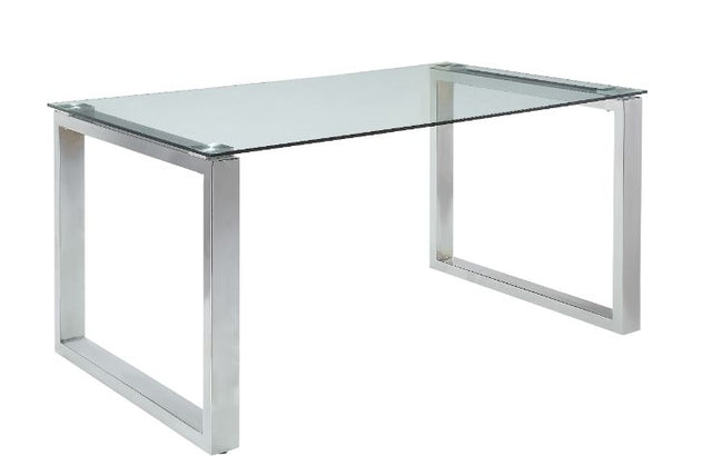 Abraham Dining Table 74015 Clear Glass Top & Chrome Finish | Acme | Home Elegance USA