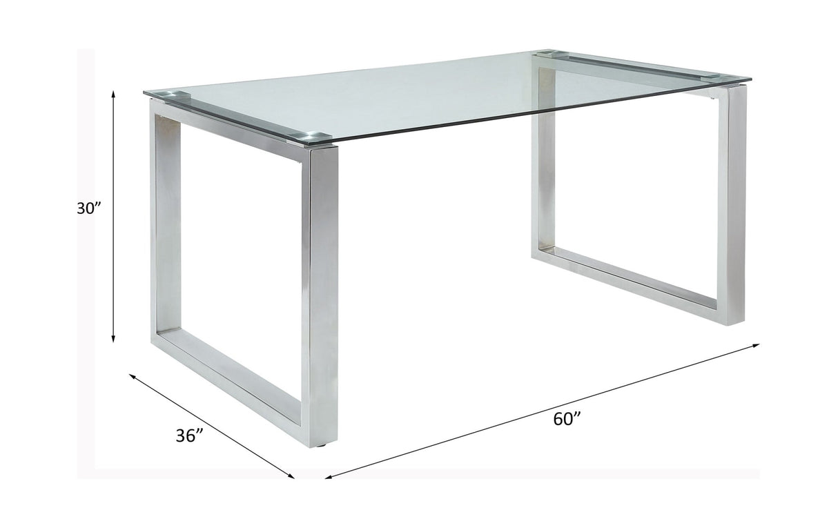 Abraham Dining Table 74015 Clear Glass Top & Chrome Finish | Acme | Home Elegance USA
