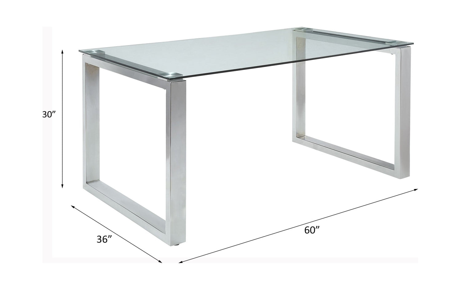 Abraham Dining Table 74015 Clear Glass Top & Chrome Finish | Acme | Home Elegance USA