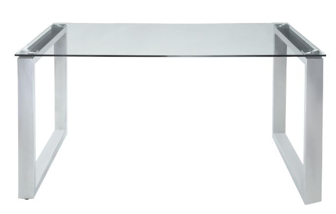 Abraham Dining Table 74015 Clear Glass Top & Chrome Finish | Acme | Home Elegance USA