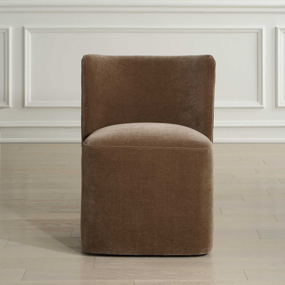 Outlook Modern Velvet Dining Chair - Dark Brown by Uttermost - View 2