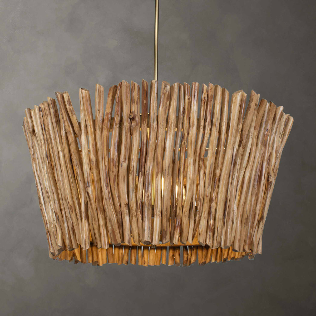 Rhea 4 Light Wood Branch Chandelier Woodtone - Light Brown by Uttermost - View 2
