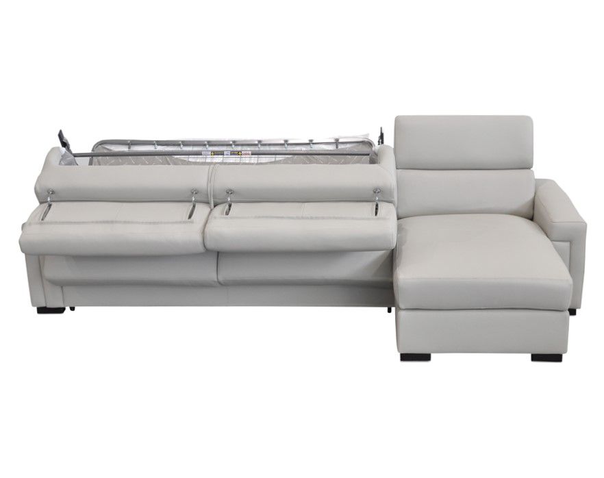 Sacha Modern Light Grey Leather Reversible Sectional Sofa Bed with Storage – VIG Furniture - Home Elegance USA