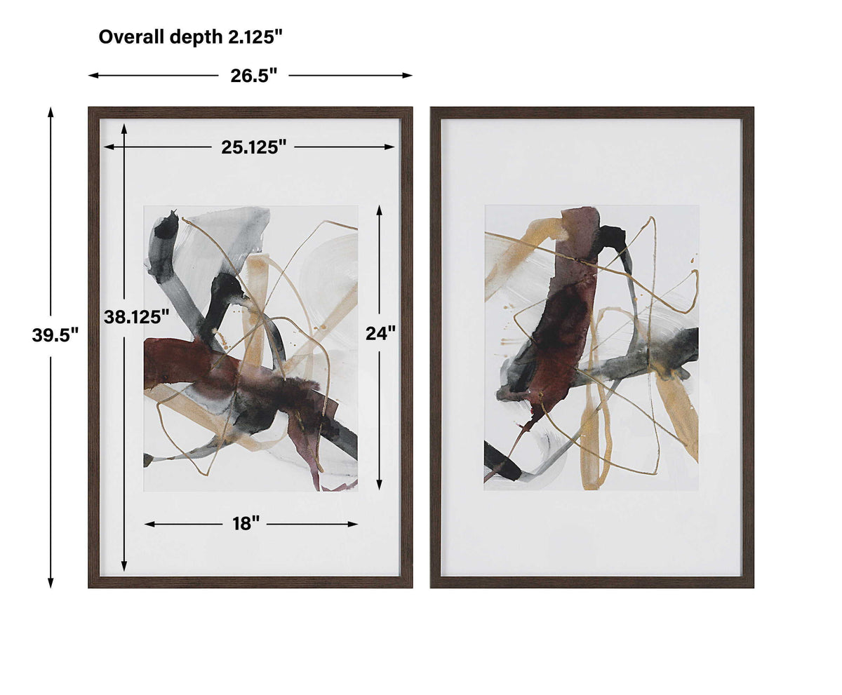 Burgundy Interjection Abstract Prints (Set of 2) - Dark Brown by Uttermost - View 7