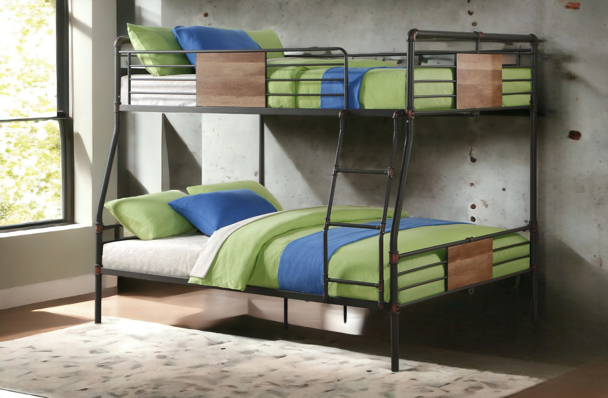 Brantley Sandy Black & Dark Bronze Hand-Brushed Finish Full XL/Queen Bunk Bed - sold by Home Elegance USA