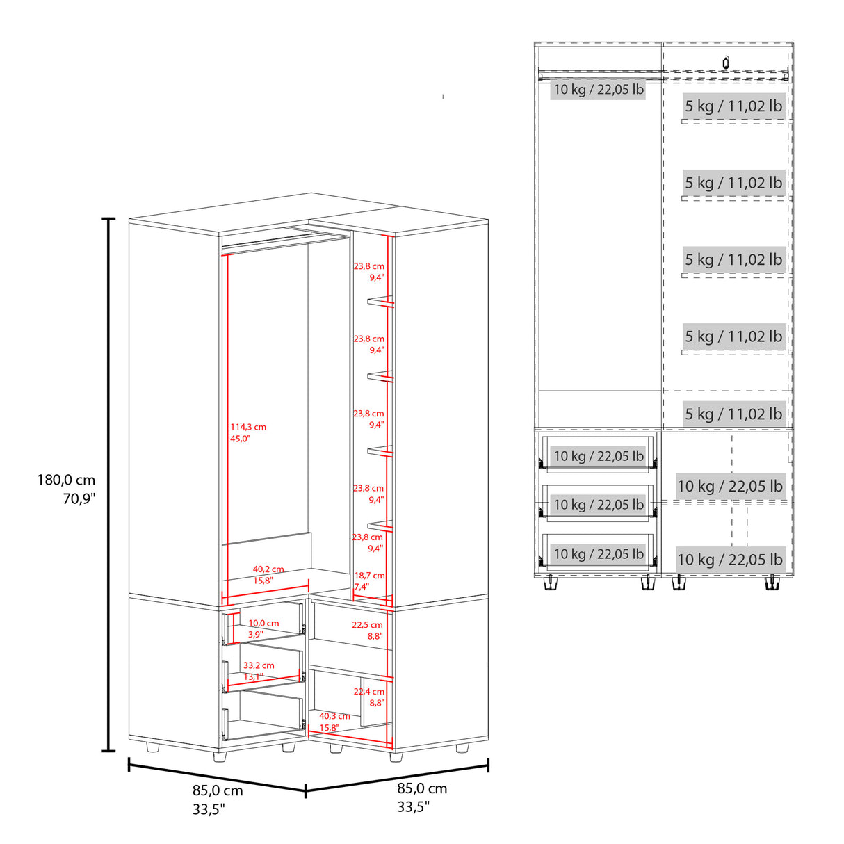 Ursine Armoire, Bedroom, Black - sold by Home Elegance USA