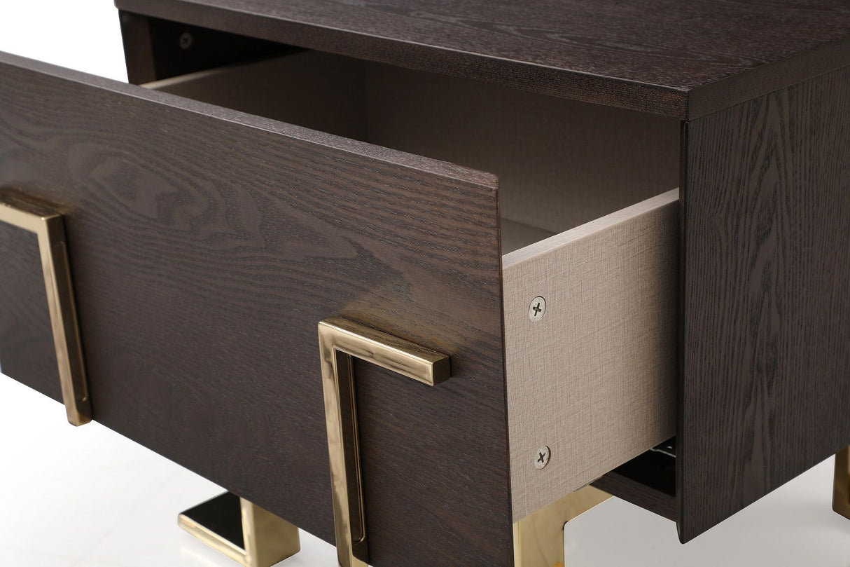 Modrest Moontide Modern Smoked Ash & Gold Nightstand