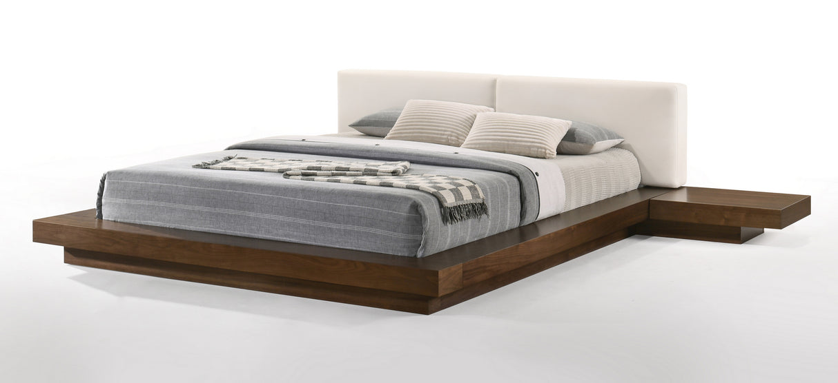 Tokyo - Queen Contemporary Walnut and White Platform Bed - View Image 1