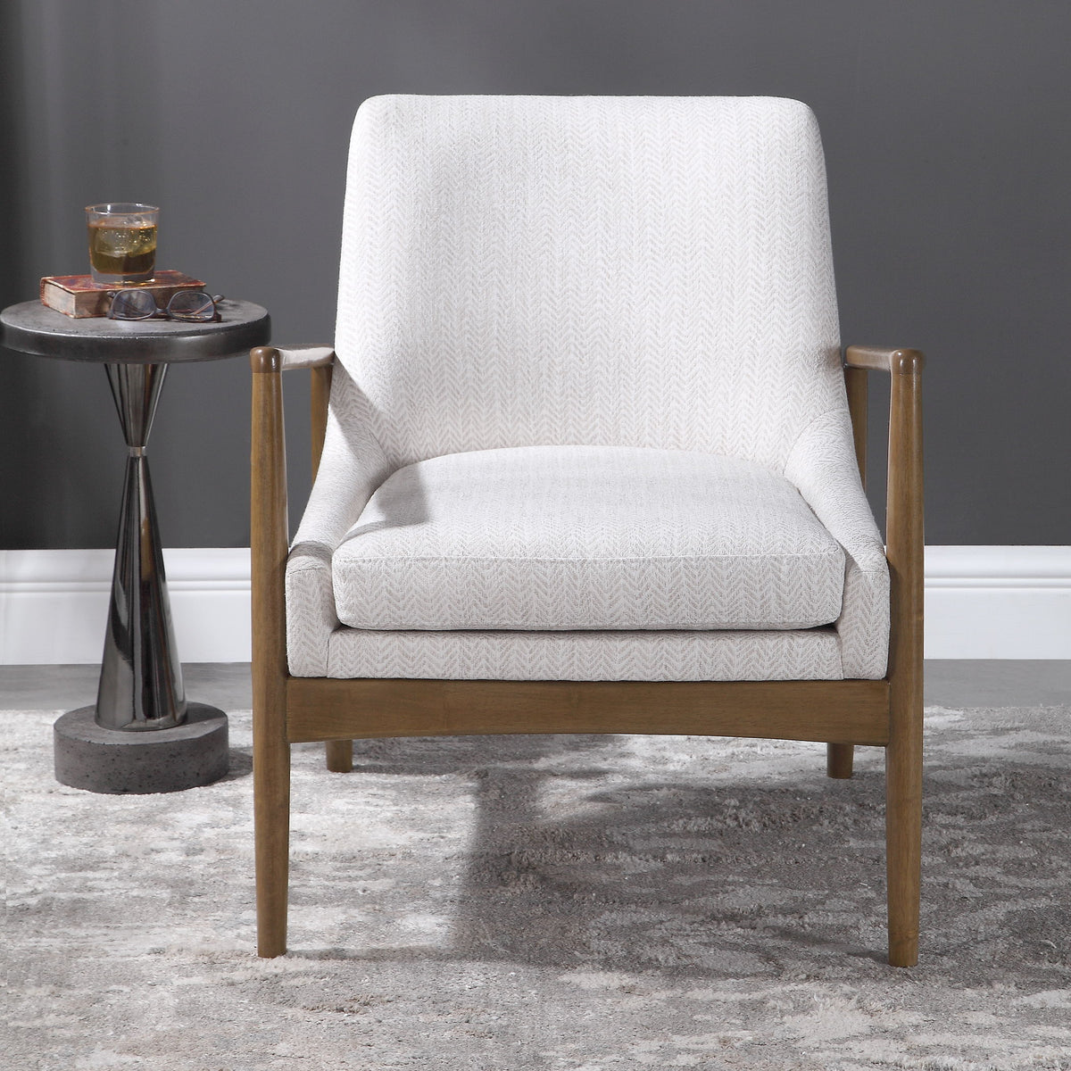 Bev Accent Chair - White / Dark Brown by Uttermost - View 2
