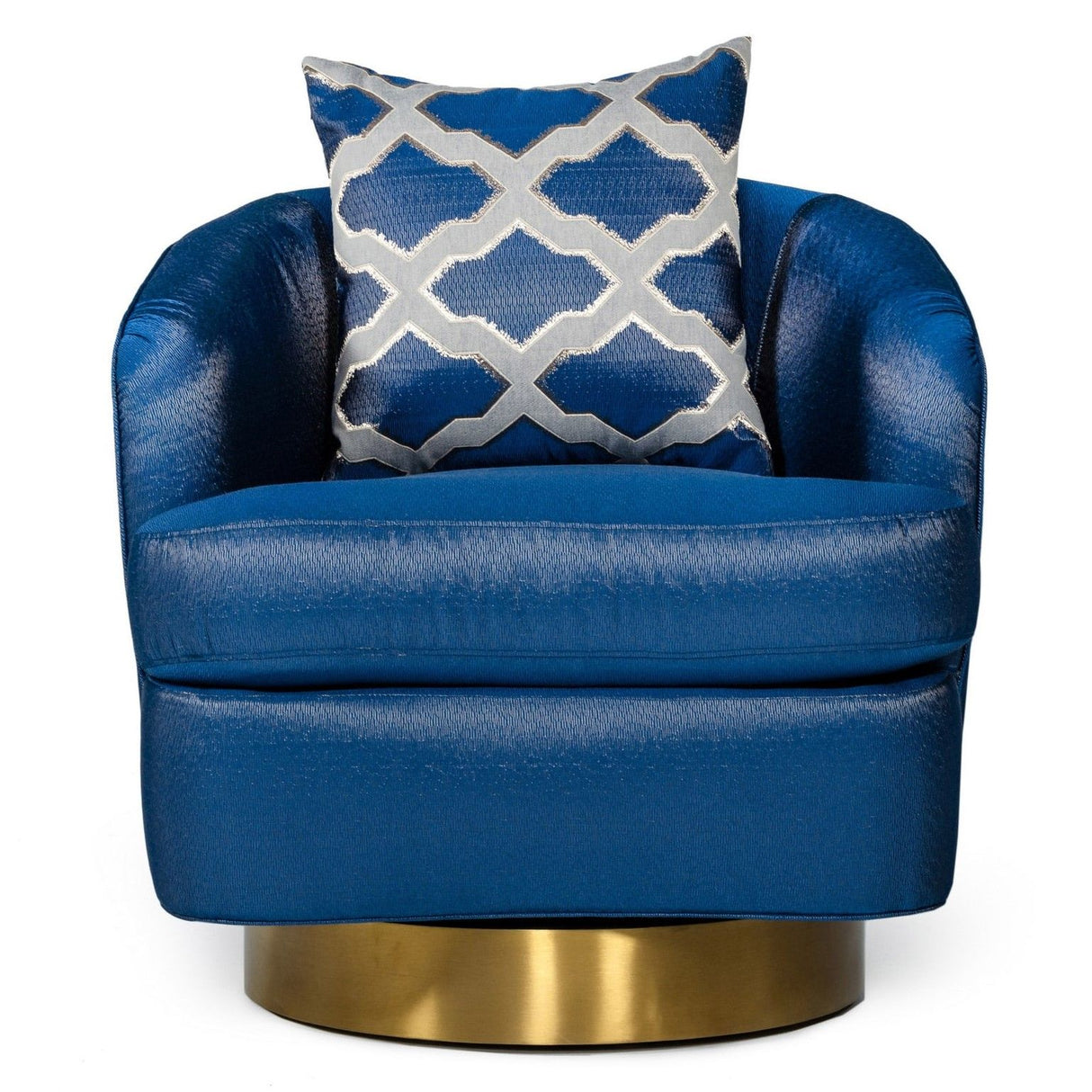 Modrest Niagra - Glam Blue and Gold Fabric Accent Chair