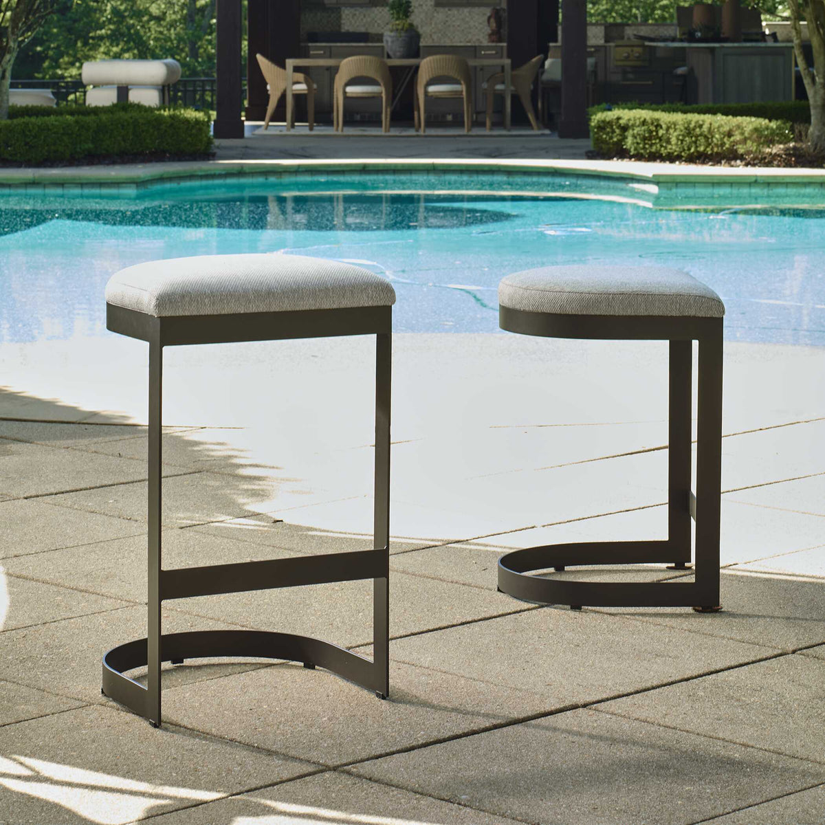 Maude Outdoor Bar Stool - White / Black by Uttermost - View 2