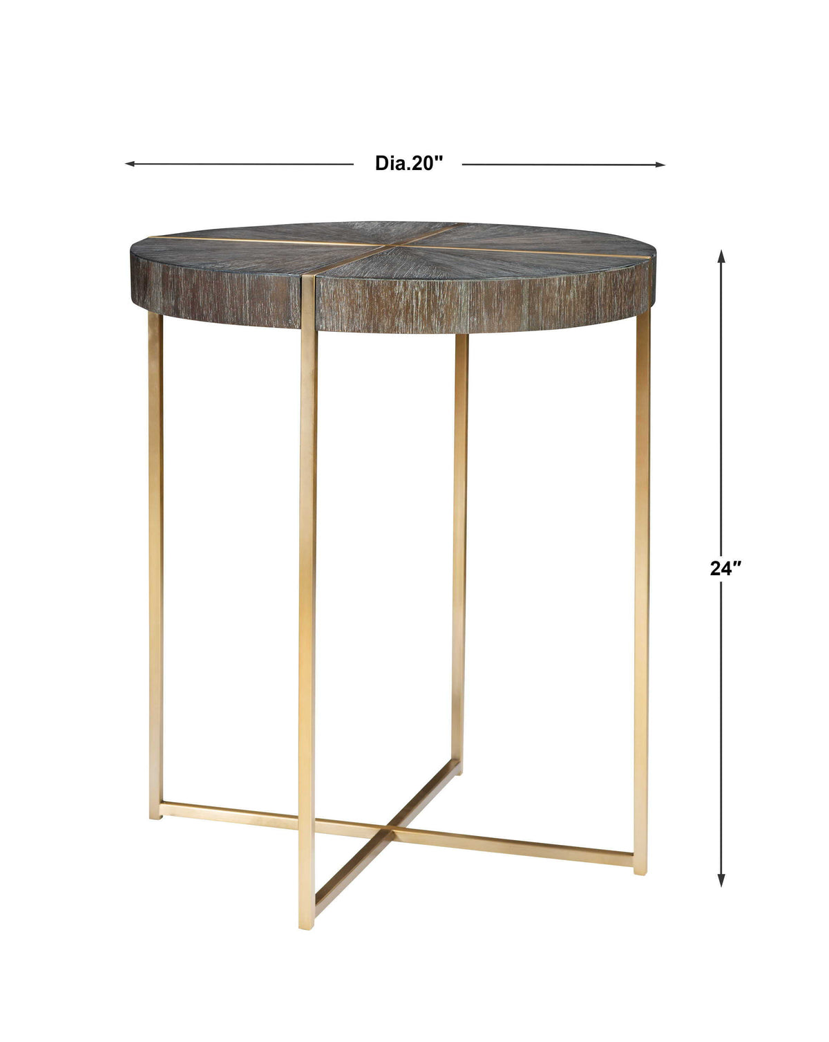Taja Round Accent Table Dark Brown & Gold - Dark Brown / Yellow by Uttermost - View 6