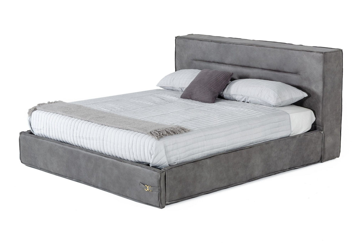 Hollywood Italian Contemporary Grey Nubuck Leather King Bed – VIG Furniture - Home Elegance USA