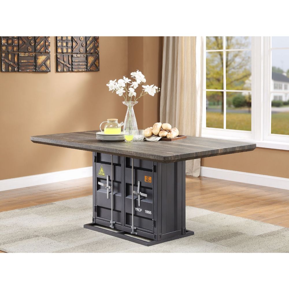 Cargo Dining Table 77900 Antique Walnut & Gunmetal Finish | Acme | Home Elegance USA