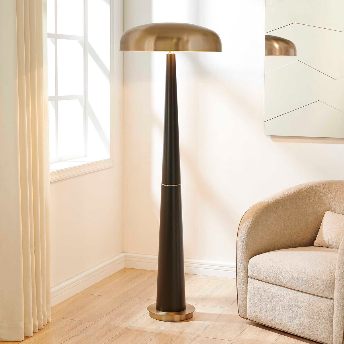 Davis Floor Lamp Black,Brass,Gold - Black / Gold by Uttermost - View 2